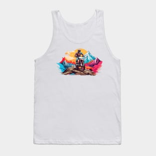 Colorful Dirt Bike Off Road Racer Mountain Landscape Design Tank Top